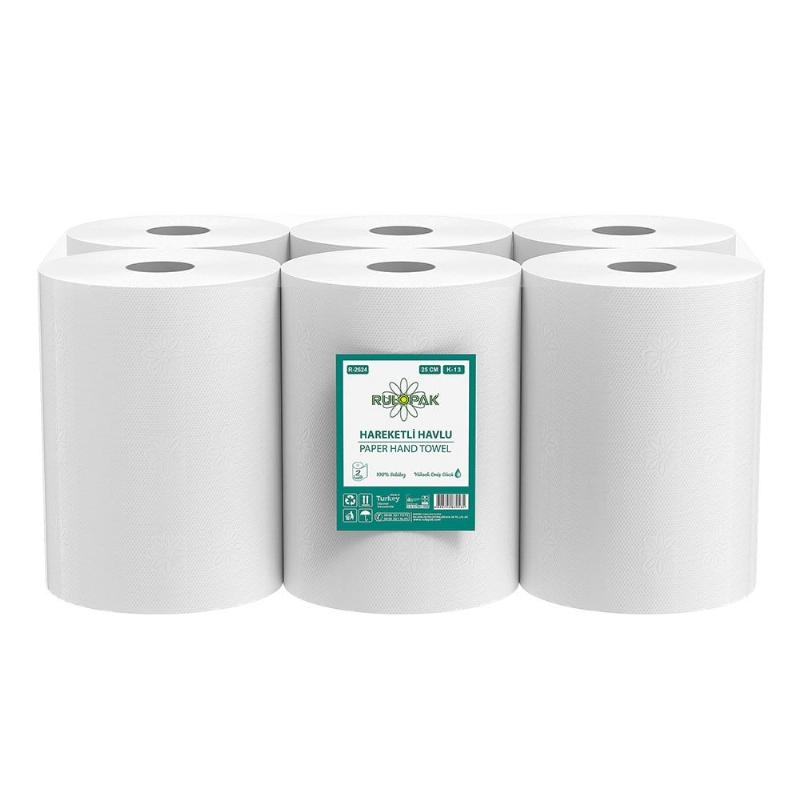 Рулонні паперові рушники двошарова целюлоза висота 25 см, вага 9 кг